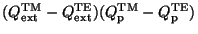 $(Q^{\rm TM}_{\rm ext}-Q^{\rm TE}_{\rm ext})
(Q^{\rm TM}_{\rm p}-Q^{\rm TE}_{\rm p})$