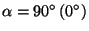 $\alpha=90\hbox{$^\circ$}\,(0\hbox{$^\circ$})$