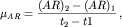 $$\mu_{AR}=\frac{(AR)_{2}-(AR)_{1}}{t_{2}-t{1}}\,,$$