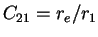 $C_{21}=r_e/r_1$