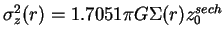 $\sigma_z^2(r)=1.7051 \pi G \Sigma(r) z_0^{sech}$