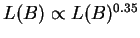 $L(B) \propto L(B)^{0.35}$